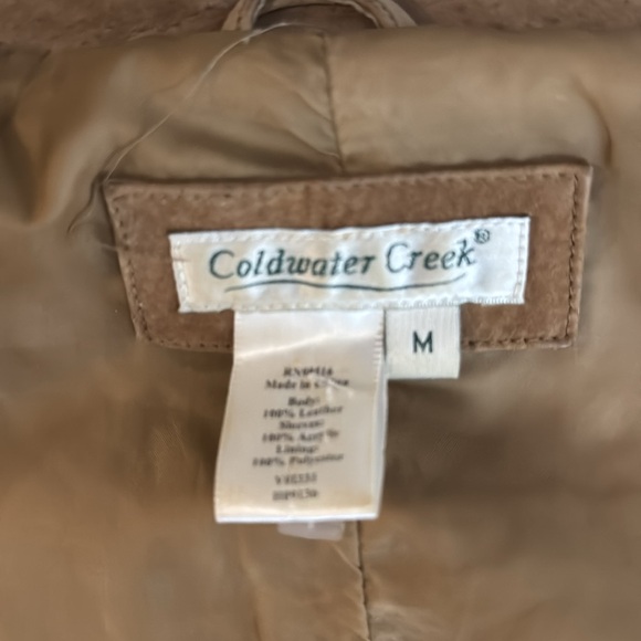 Coldwqter creek women’s leather brown jacket size medium with polyester sleeves - Picture 5 of 6